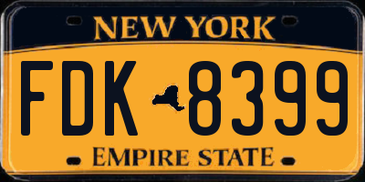 NY license plate FDK8399