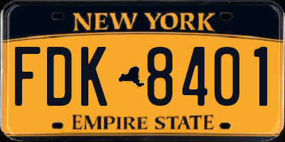 NY license plate FDK8401