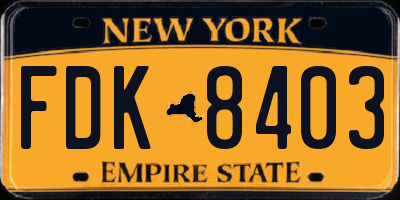 NY license plate FDK8403
