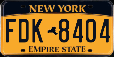 NY license plate FDK8404