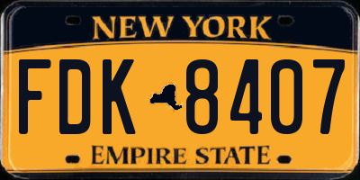 NY license plate FDK8407