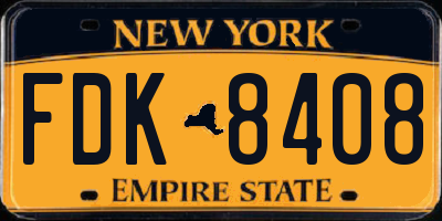 NY license plate FDK8408