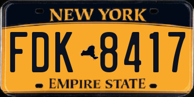 NY license plate FDK8417