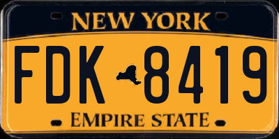 NY license plate FDK8419