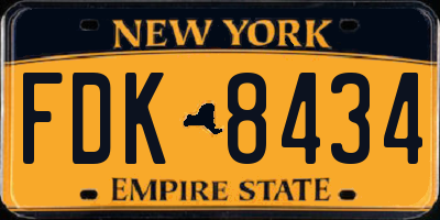 NY license plate FDK8434