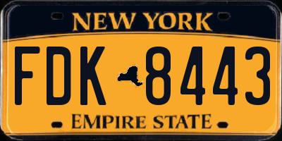 NY license plate FDK8443
