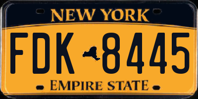 NY license plate FDK8445