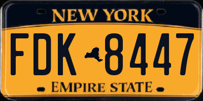 NY license plate FDK8447