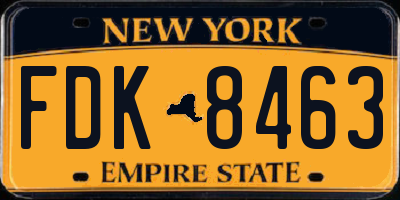 NY license plate FDK8463
