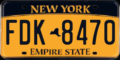 NY license plate FDK8470