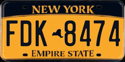 NY license plate FDK8474