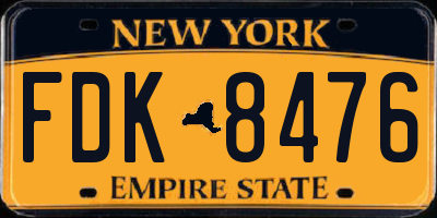 NY license plate FDK8476