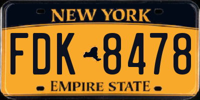 NY license plate FDK8478