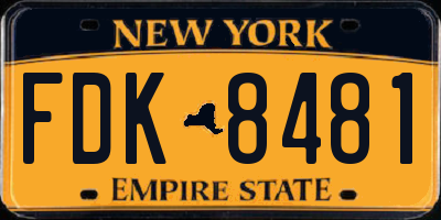 NY license plate FDK8481