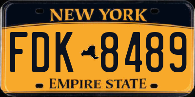NY license plate FDK8489