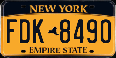 NY license plate FDK8490