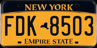 NY license plate FDK8503
