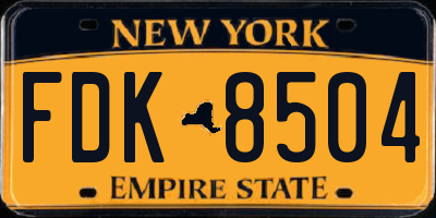 NY license plate FDK8504