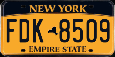 NY license plate FDK8509