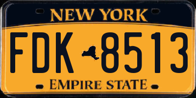 NY license plate FDK8513