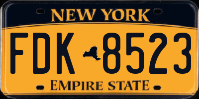 NY license plate FDK8523
