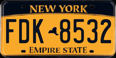 NY license plate FDK8532