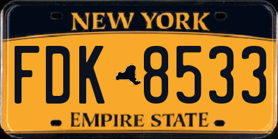 NY license plate FDK8533