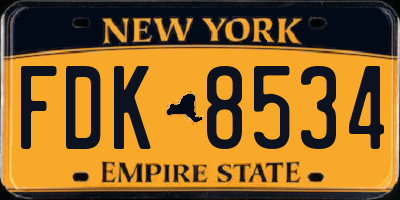 NY license plate FDK8534