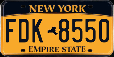 NY license plate FDK8550