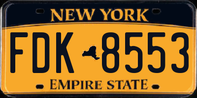NY license plate FDK8553