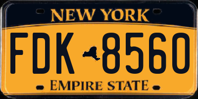 NY license plate FDK8560
