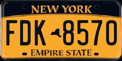 NY license plate FDK8570