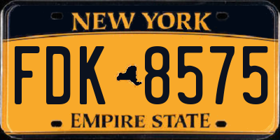 NY license plate FDK8575