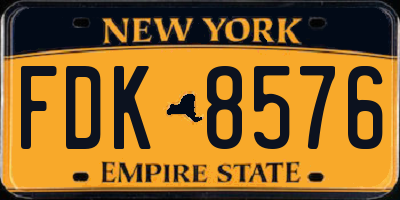 NY license plate FDK8576