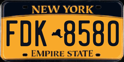 NY license plate FDK8580