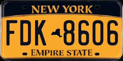 NY license plate FDK8606