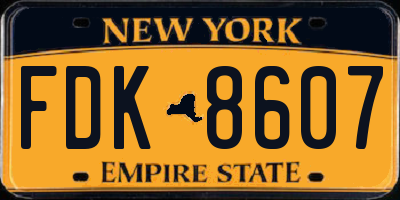 NY license plate FDK8607