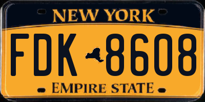 NY license plate FDK8608