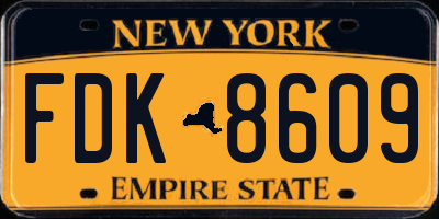 NY license plate FDK8609