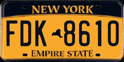 NY license plate FDK8610