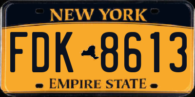 NY license plate FDK8613