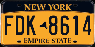 NY license plate FDK8614