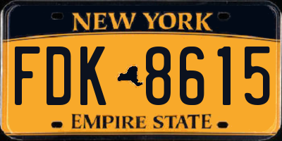 NY license plate FDK8615