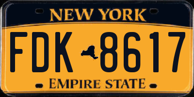 NY license plate FDK8617