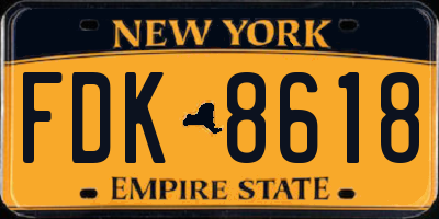 NY license plate FDK8618