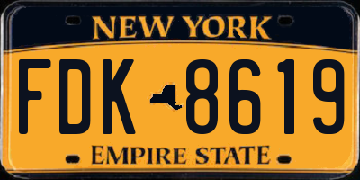 NY license plate FDK8619