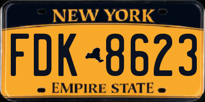 NY license plate FDK8623