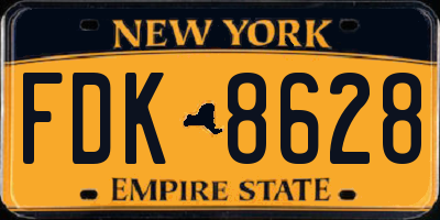 NY license plate FDK8628