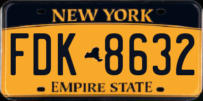 NY license plate FDK8632
