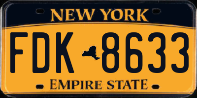 NY license plate FDK8633